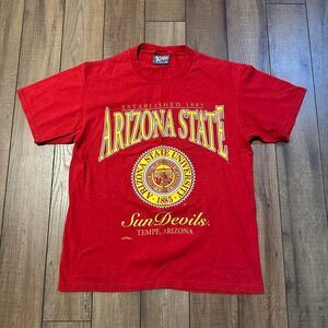 Vintage Arizona Sun Devils T Shirt Men's Medium Red‎ Yellow Made In USA